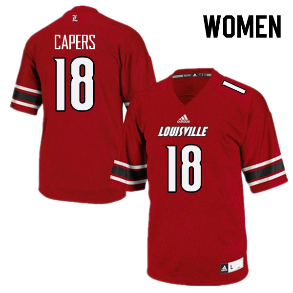 Women #18 T.J. Capers Louisville Cardinals College Football Jerseys Stitched Sale-Red - Click Image to Close
